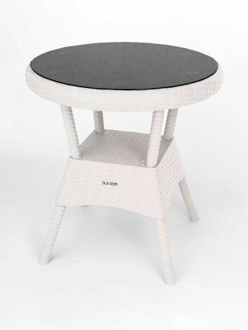 Стол садовый круглый Bermonti со стеклом, белый Стол садовый круглый Bermonti со стеклом, белый