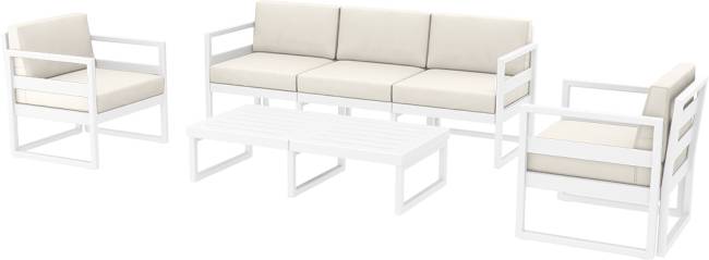 Комплект пластиковой мебели Mykonos XL белый, бежевый Комплект пластиковой мебели Mykonos XL белый, бежевый
