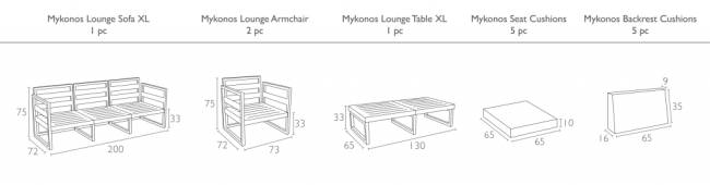 Комплект пластиковой мебели Mykonos XL белый, светло-коричневый Комплект пластиковой мебели Mykonos XL белый, светло-коричневый