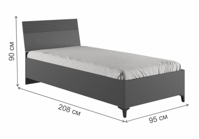 Кровать Кровать Ника 90х200 с основанием дсп эйхория QR-17 / графит