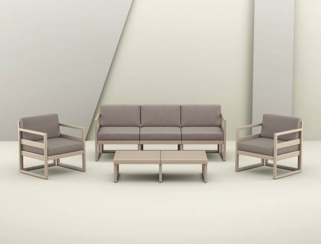 Комплект пластиковой мебели Mykonos XL бежевый, светло-коричневый Комплект пластиковой мебели Mykonos XL бежевый, светло-коричневый