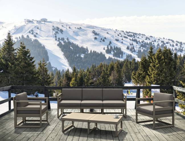 Комплект пластиковой мебели Mykonos XL бежевый, светло-коричневый Комплект пластиковой мебели Mykonos XL бежевый, светло-коричневый