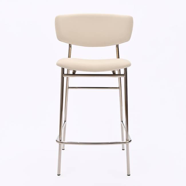 Дизайнерский полубарный стул Marko бежевый, основание хром