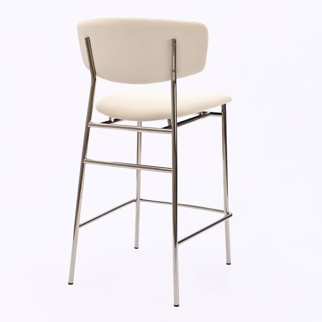 Дизайнерский полубарный стул Marko бежевый, основание хром