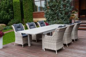 Набор мебели: стол ГАРДА + 6 кресел БЕРГАМО, серый Набор мебели: стол ГАРДА + 6 кресел БЕРГАМО, серый