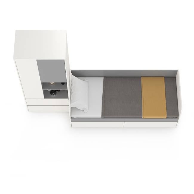 Детская кровать с ящиками и шкаф Торонто цвет белый шагрень/стальной серый