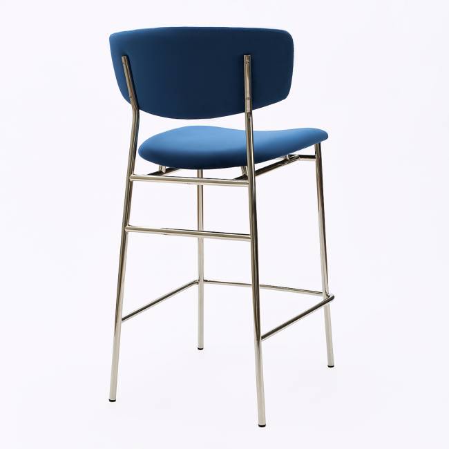 Дизайнерский полубарный стул Marko синий, основание хром Дизайнерский полубарный стул Marko синий, основание хром