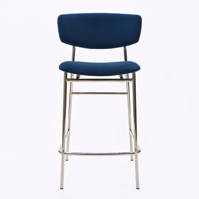 Дизайнерский полубарный стул Marko синий, основание хром Дизайнерский полубарный стул Marko синий, основание хром