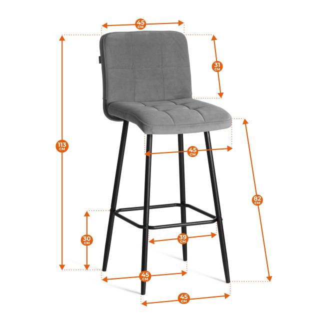 Барный стул  Medeo/Медео экокожа , черный, 45х56х113 см черный экокожа