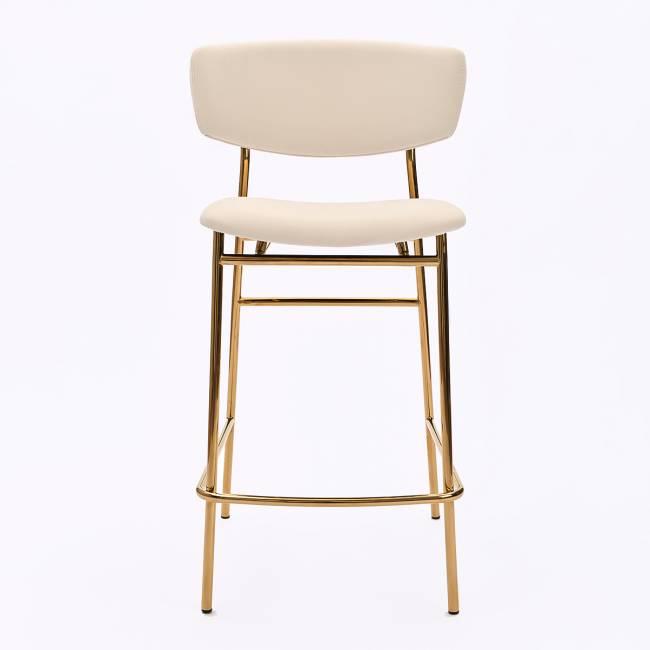 Дизайнерский полубарный стул Marko бежевый, основание золото