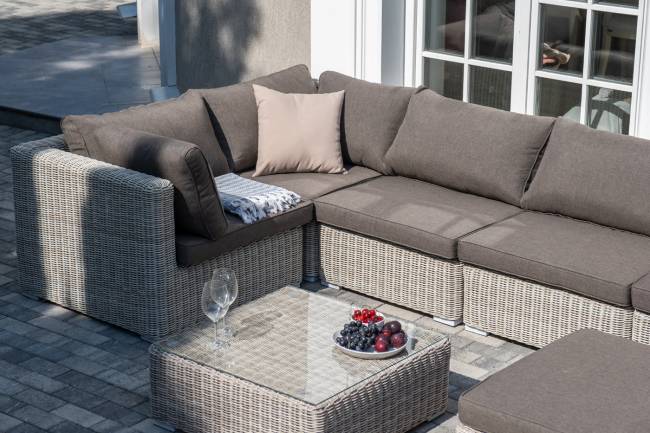 "Лунго" трансформирующаяся лаунж-зона из искусственного ротанга, цвет бежевый