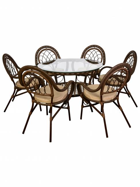 Комплект из искусственного ротанга Java (Ява)-6 (цвет: Орех) Комплект из искусственного ротанга Java (Ява)-6 (цвет: Орех)