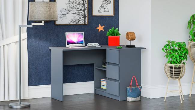 Угловой компьютерный стол Мори МС-16 правый цвет графит Угловой компьютерный стол Мори МС-16 правый цвет графит