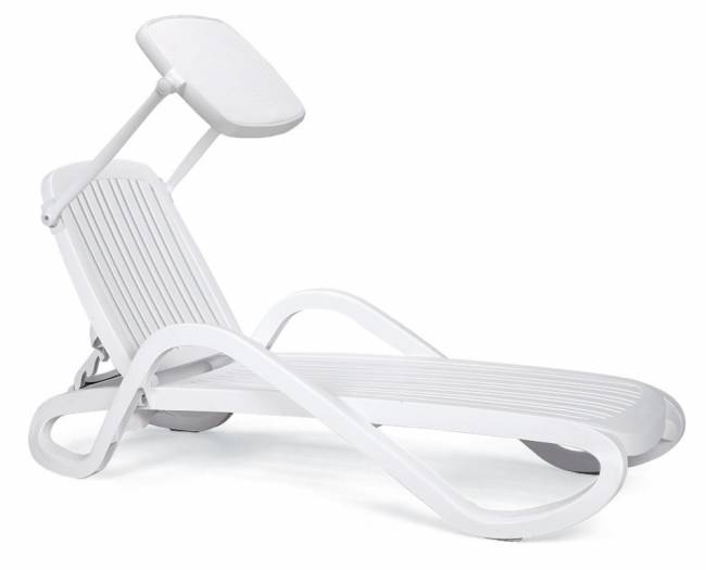 Шезлонг-лежак пластиковый Eden белый 1700-1945х710х850 мм