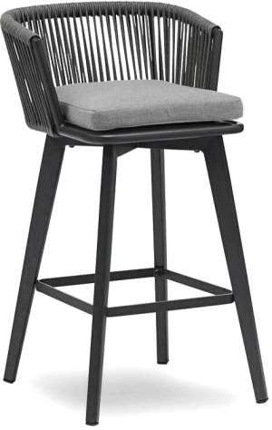 Кресло барное плетеное с подушкой Diva антрацит, темно-серый, серый 570х575х985 мм