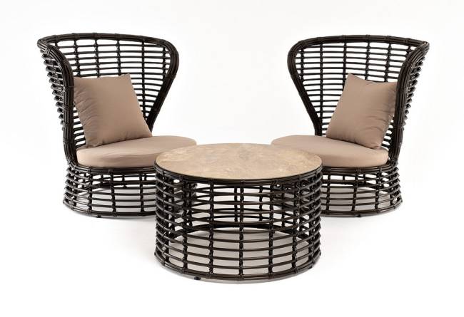 "Парма" кофейный комплект из искусственного ротанга, цвет бронзовый "Парма" кофейный комплект из искусственного ротанга, цвет бронзовый