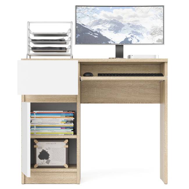 Стол компьютерный Мори МС-1 левый цвет дуб сонома/белый Стол компьютерный Мори МС-1 левый цвет дуб сонома/белый