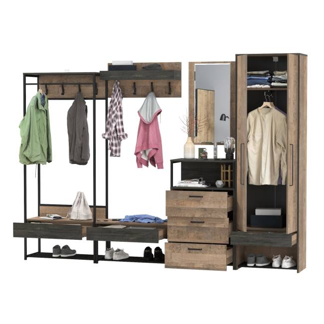 Вместительная прихожая Трувор № 244 цвет дуб гранж песочный/интра