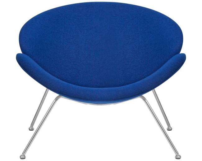 Кресло дизайнерское DOBRIN EMILY, синяя ткань AF6, хромированная сталь