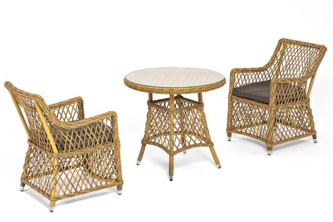 "Эспрессо - 80 L" обеденная группа плетеная, цвет соломенный