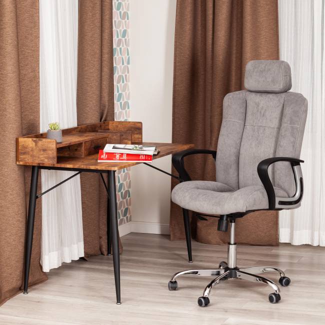 Кресло OXFORD хром флок , серый, 29 серый флок