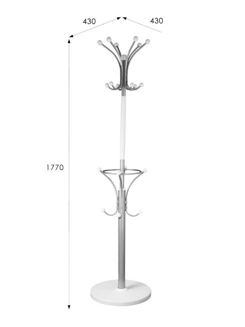 Вешалка напольная Д 2 металлик/ белый