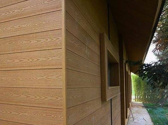 Фасадная панель из ДПК HOLZHOF, 180*14*3000 мм, кофе с молоком Фасадная панель из ДПК HOLZHOF, 180*14*3000 мм, кофе с молоком