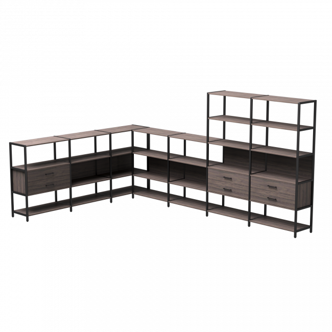 Набор стеллажных систем №19 Everprof EVO 2440x3630x1840 Дуб Пасадена/Черный