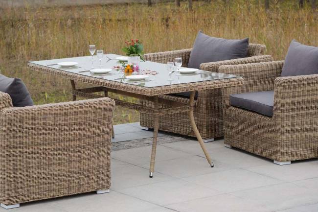 "Моккачино" обеденная группа из искусственного ротанга, цвет соломенный "Моккачино" обеденная группа из искусственного ротанга, цвет соломенный