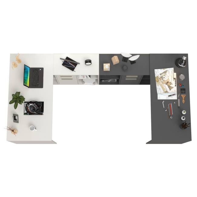 Два письменных стола-трансформера Лайт 03.245 цвет белый шагрень/тёмно-серый Два письменных стола-трансформера Лайт 03.245 цвет белый шагрень/тёмно-серый