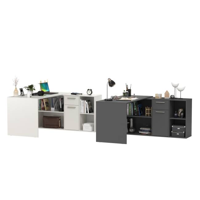 Два письменных стола-трансформера Лайт 03.245 цвет белый шагрень/тёмно-серый Два письменных стола-трансформера Лайт 03.245 цвет белый шагрень/тёмно-серый