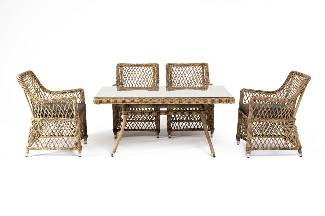 "Латте - 140 L" обеденная группа плетеная, цвет соломенный "Латте - 140 L" обеденная группа плетеная, цвет соломенный