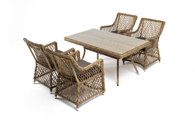 "Латте - 140 L" обеденная группа плетеная, цвет соломенный "Латте - 140 L" обеденная группа плетеная, цвет соломенный