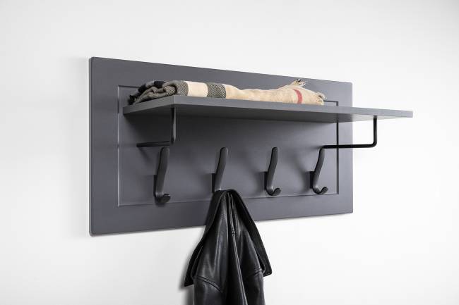 Стенка в прихожую Остин № 58 цвет серый графит/дуб крафт золотой