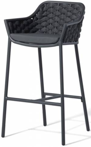 Кресло барное плетеное Panama черный, темно-серый, черный 540х540х1010 мм