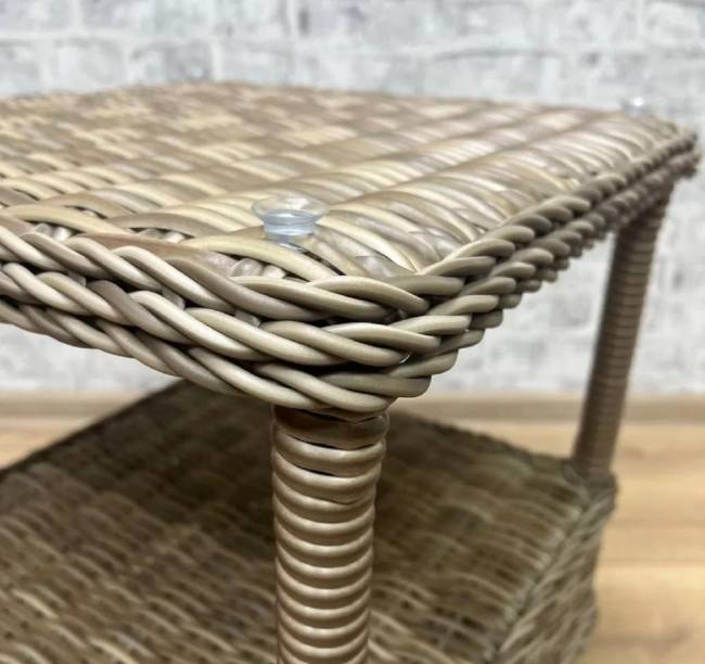 Столик журнальный из искусственного ротанга "BURSA", бежево-коричневый