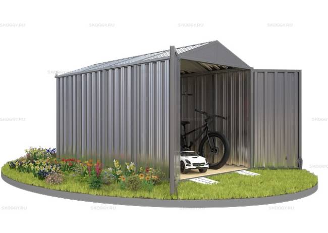Хозблок SKOGGY секционный с двускатной крышей 4 х 2 м, цинковый Хозблок SKOGGY секционный с двускатной крышей 4 х 2 м, цинковый