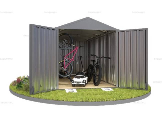Хозблок SKOGGY секционный с двускатной крышей 4 х 2 м, цинковый Хозблок SKOGGY секционный с двускатной крышей 4 х 2 м, цинковый
