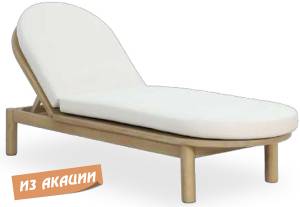 Шезлонг-лежак деревянный с матрасом (не для HoReCa) Pill светлый тик, бежевый 1900х630х280 мм